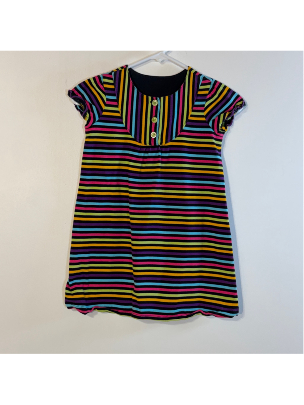 Hanna Andersson Casual Dress Youth Girl’s Size 6 120cm Striped Pink Blue Green
